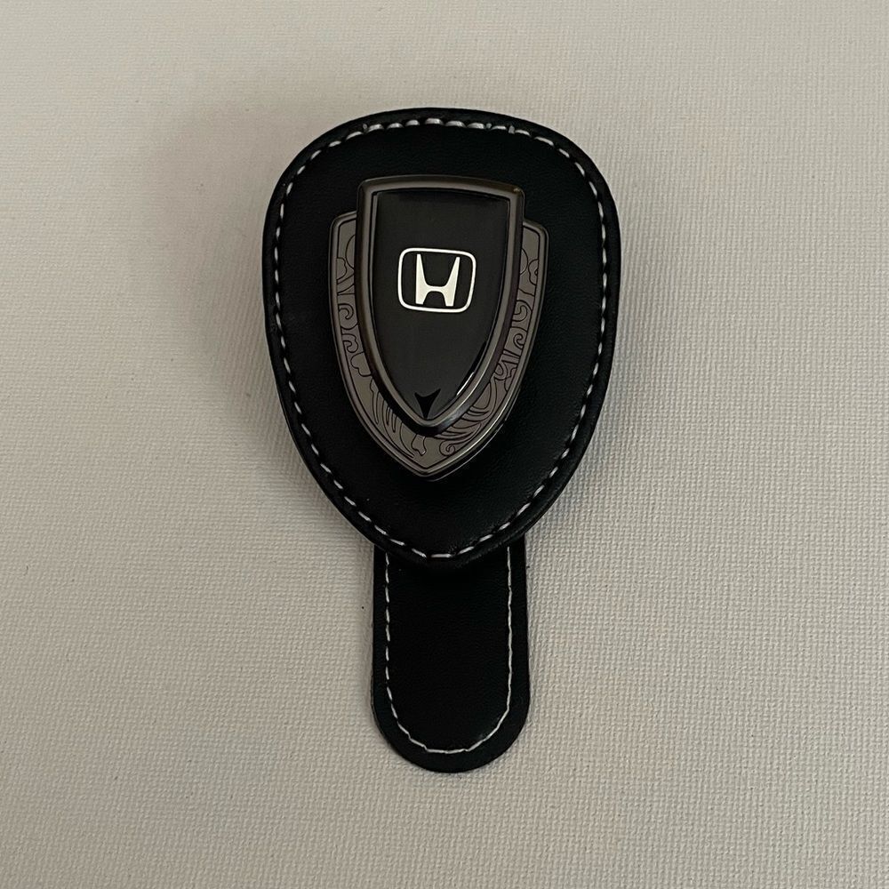 Honda Sunglass Holder for Car with Logo Black PU Leather NWT